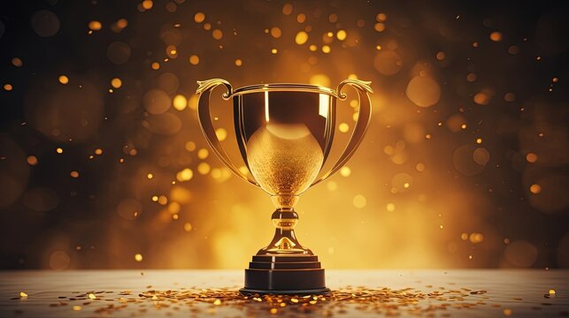 Golden trophy cup , winners golden cup. Created with Generative Ai technology.