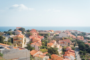 Paysage de la ville de Port-Vendres. Ville de la méditerranée. Ville méditerranéenne. Ville des...