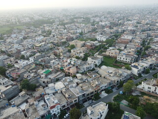 High angle ariel view of residential area in Cantt Lahore, Pakistan.