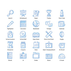 School and Education icons set, school icons, education icons, online education, e-learning, back to school, book, pencil, collage, university, academy, home education, school elements, 
