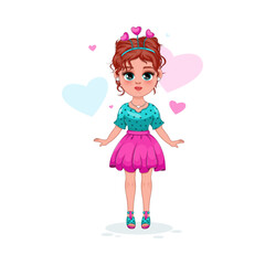 Stylish cartoon Girl in a Beautiful Summer Outfit