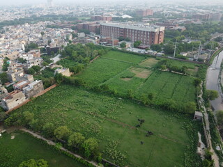 High angle ariel view of residential area in Cantt Lahore, Pakistan.