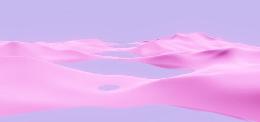 Obraz premium Fantasy landscape of other world, pink mountain valley. Digital painting 3d rendering