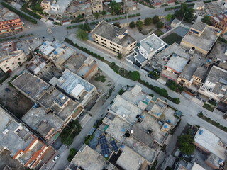 High angle ariel view of residential area in Cantt Lahore, Pakistan.