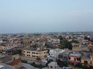 High angle ariel view of residential area in Cantt Lahore, Pakistan.