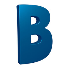 3D blue alphabet letter b for education and text concept
