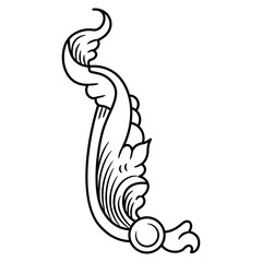Fototapeta premium Ornate floral decor. Medieval Russian folk style. Black and white linear silhouette.