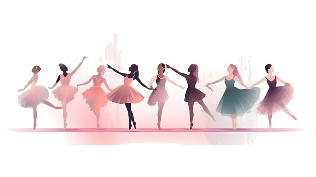  a group of women in dresses are dancing in a line.  generative ai