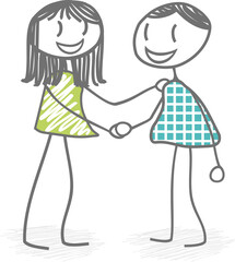  Two characters smiling and shaking hands, on PNG files