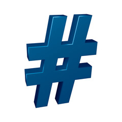 Obraz premium 3D blue hashtag symbol or icon design
