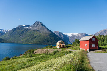 Fototapeta na wymiar The glacier Øksfjordjøkelen in Kvænangen, Norway