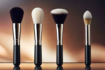 Makeup brushes set. Makeup kit. Created with generative Ai technology.