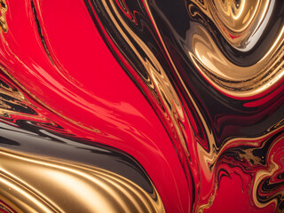 An abstract expressionistic composition featuring vibrant swirl and wave shapes.