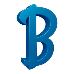 3D blue alphabet letter b for education and text concept