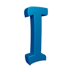 3D blue alphabet letter i for education and text concept