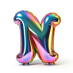 Silver metallic mylar colorful balloon letter N