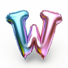 Silver metallic mylar colorful balloon letter W