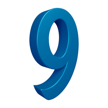 3d blue number 9 design for math, business and education concept 