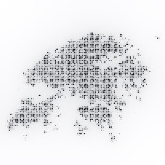 Map of Hong Kong on a black background