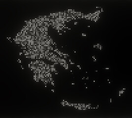 Map of Greece on a black background
