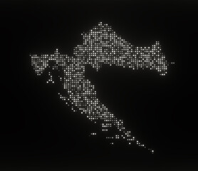 Map of Croatia on a black background