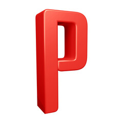 3D red alphabet letter p for education and text concept