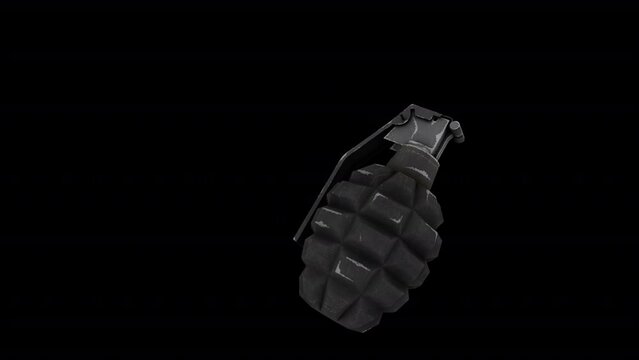 3D Hand Grenade animation with transparent (alpha) background