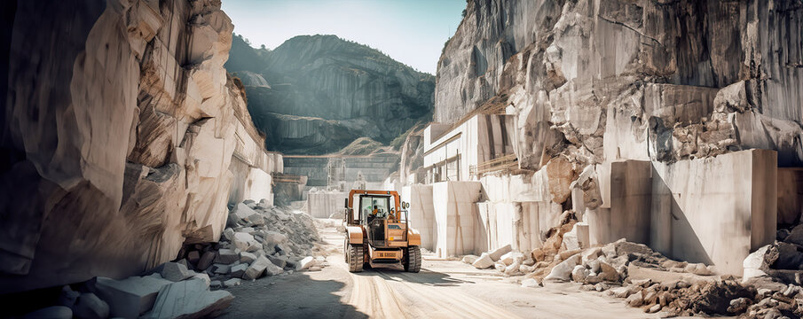 View of a huge open-air marble quarry. 