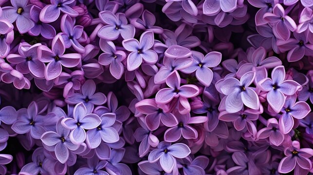 Background with lilac flowers close view. Created with Generative Ai technology.