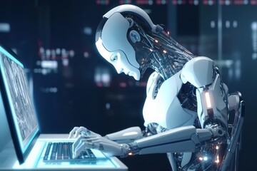 A robot using a computer
