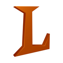 3D brown alphabet letter l for education and text concept