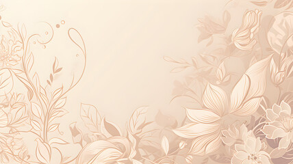 Fantasy flowers gentle beige background, copy space, AI generated