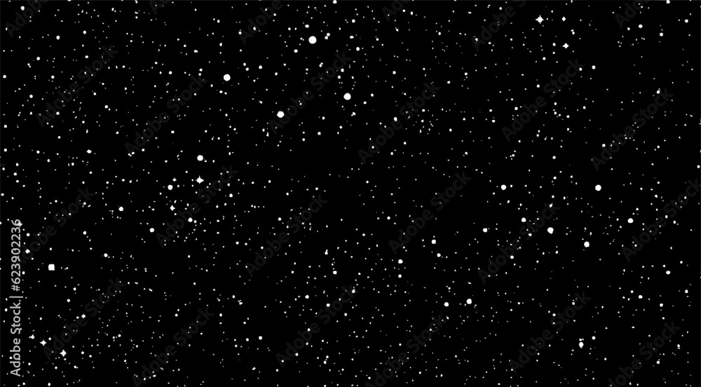 Wall mural snow, stars, twinkling lights, rain drops on black background. abstract vector noise. small particle