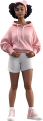 Obraz premium Young African American woman in pink hoodie 3D character design