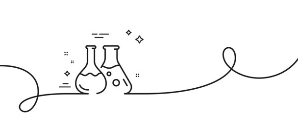 Chemistry lab line icon. Continuous one line with curl. Laboratory flask sign. Analysis symbol. Chemistry lab single outline ribbon. Loop curve pattern. Vector
