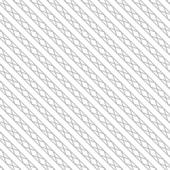 Grey stylized diagonal lines. Striped wallpaper. Seamless surface pattern design with symmetrical linear ornament. Stripes motif. Digital paper for page fills, web designing, textile print. Vector.