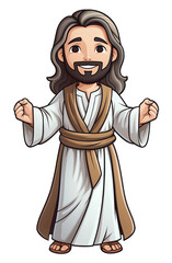 Cartoon Jesus Christ, Isolated Christian Clipart Illustration, Generative AI