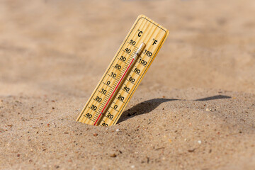 Thermometer on the Sand Beach