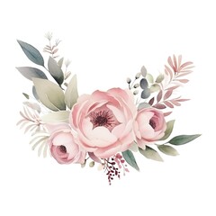 Watercolor floral border. Illustration AI Generative.