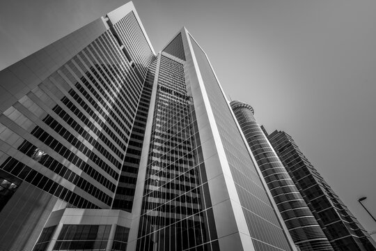 Dubai, July 7, 2015. Street level view of Burlington Tower and Silver Tower. Located in Al Abraj Street, Business Bay.
