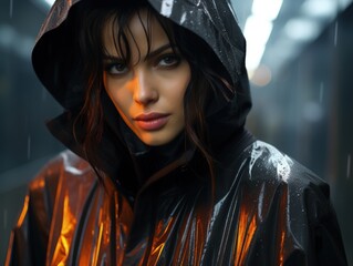 Professional models wearing blade runner inspired clorthing in a photoshooting - close