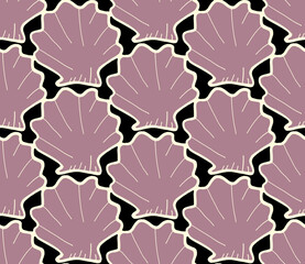 Stylised sea pattern with seashells. Seamless marine background. Abstract texture for fashion, decoration, wrapping paper, fabric.