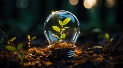 Foto op Plexiglas A plant growing inside a lightbulb - renewable energy - climate change 3 © Arne