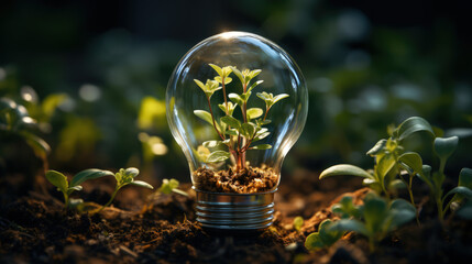 A plant growing inside a lightbulb - renewable energy - climate change 2	
