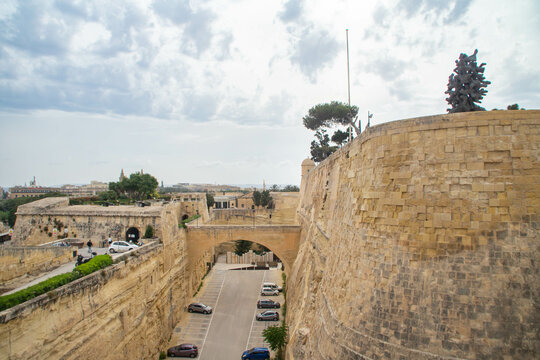 View at Saint James Bastion and Triq Girolamo Cassar street, Valletta, Malta