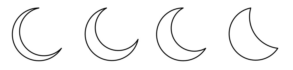 crescent moon icon set with outline  © Nuwirana