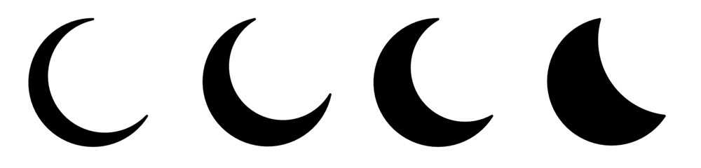crescent moon icon set  - obrazy, fototapety, plakaty