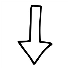 Vector doodle element down arrow on white