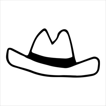 Vector doodle male hat element isolated on white