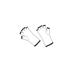 sun protection gloves black and white linear  illustration